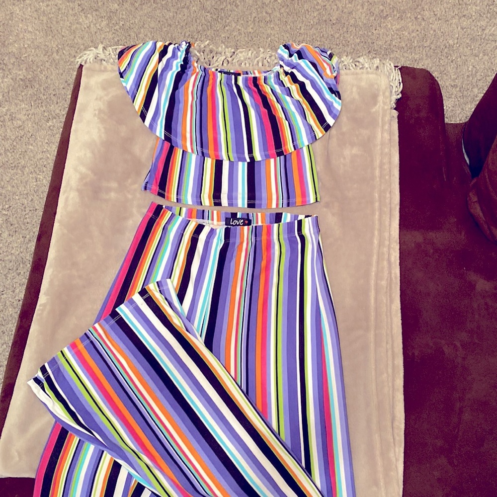 Two piece flare pant set.